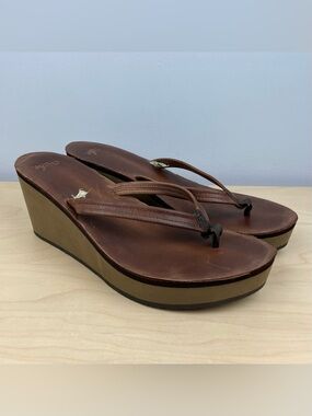 Cushe Women’s Size 11.0 Fresh Anisa Brown Thong Wedge Flip Flop Sandals